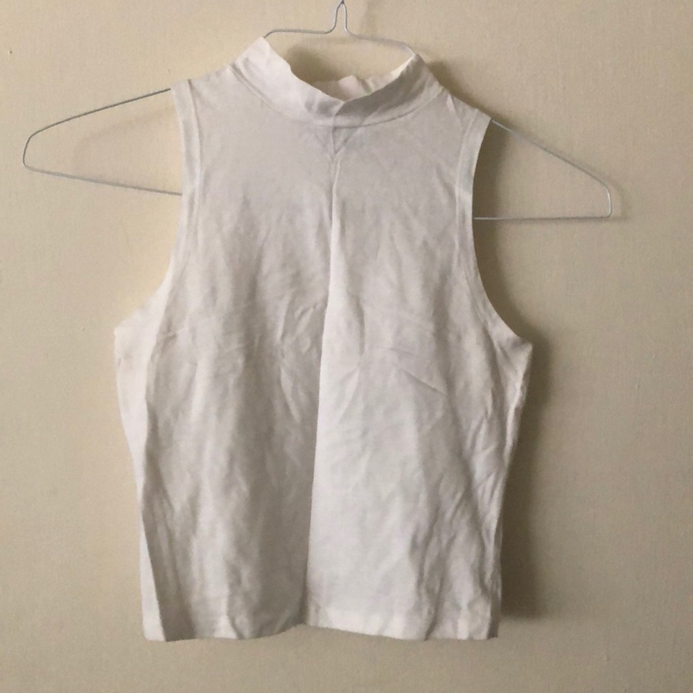 White high neck sleeveless top